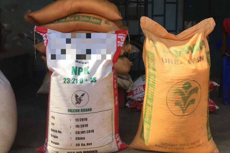 Fertilizer bags at a shop