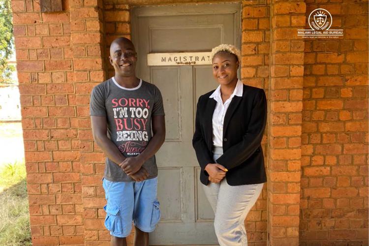 Counsel Chikondi Kambuwa with client after Court