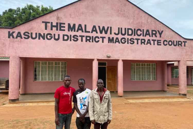 The three after their acquittal 