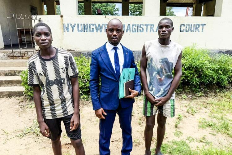 Counsel Mkandawire with the two brothers